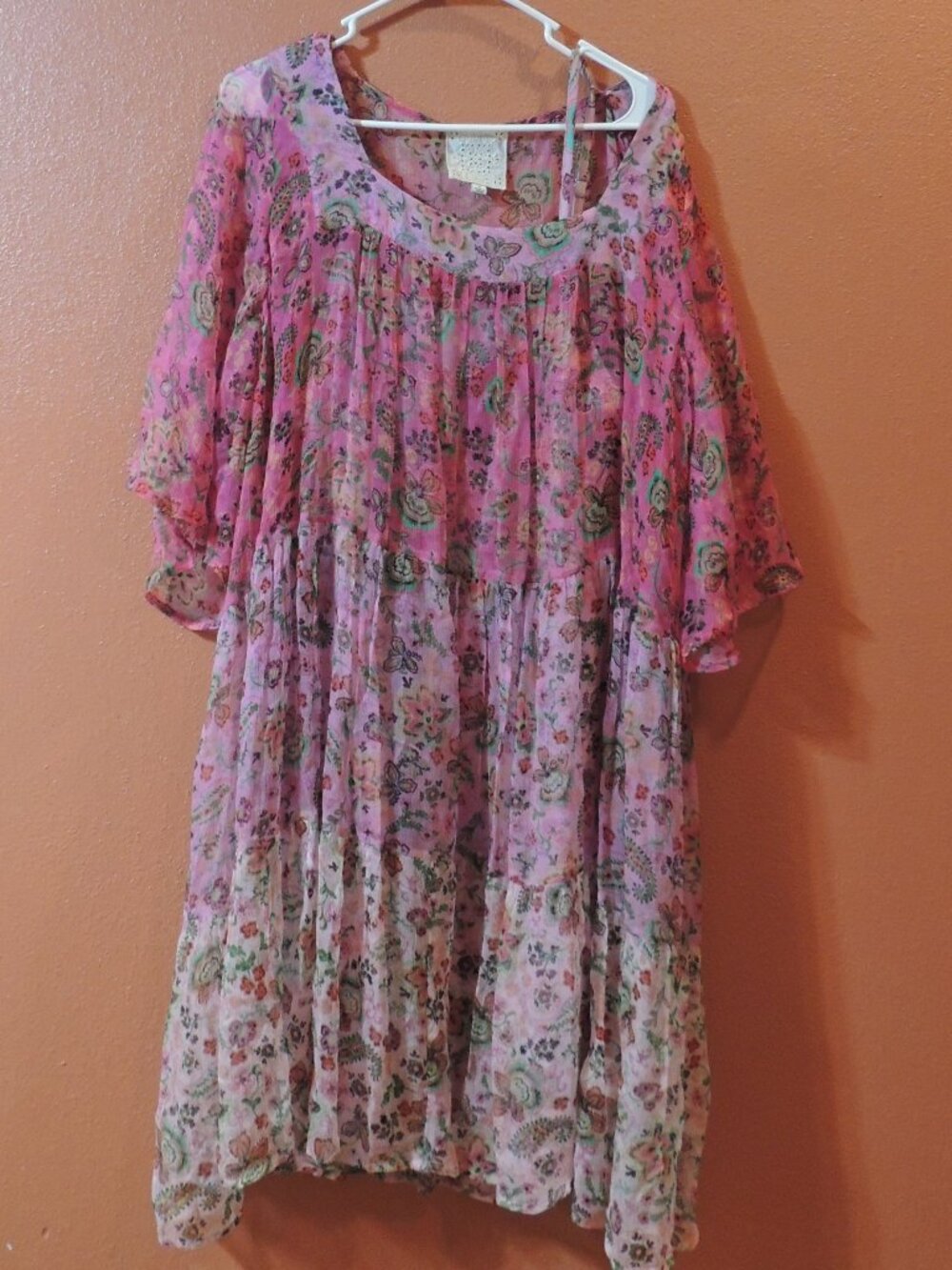 Johnny Was Dress Woman 1X Red Green Floral Summer Beach Pool Fun Outdoor Dress